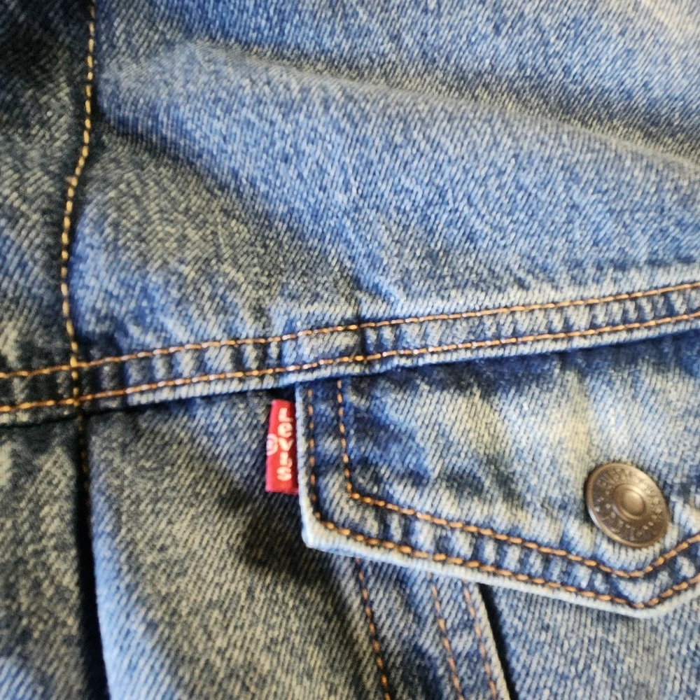 Levis Denim Jacket Adult XXL 2XL Blue Sherpa‎ Lined Trucker Red Tab Fleece Men
